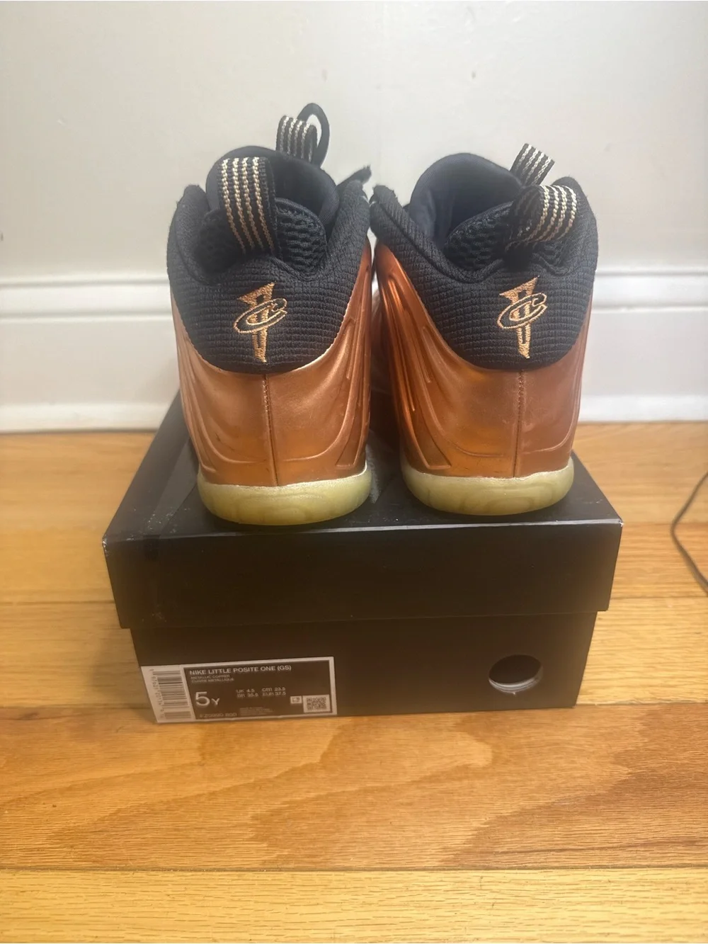 Nike Kids Copper Metallic Foamposite Sneakers with Black Trim